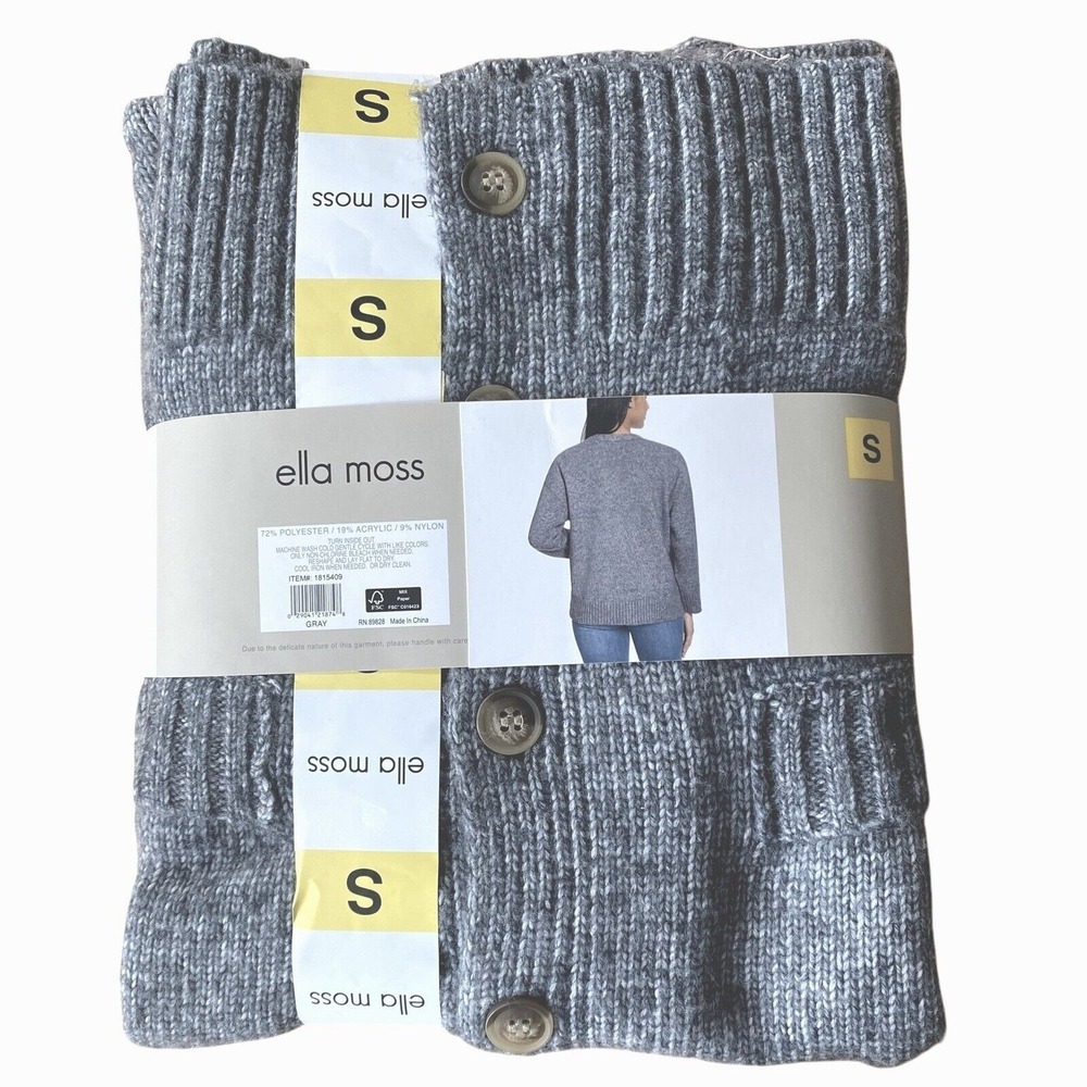 Ella Moss Ladies' Button Front Cardigan Patch Pockets Small Gray New with Tags! - Picture 5 of 7